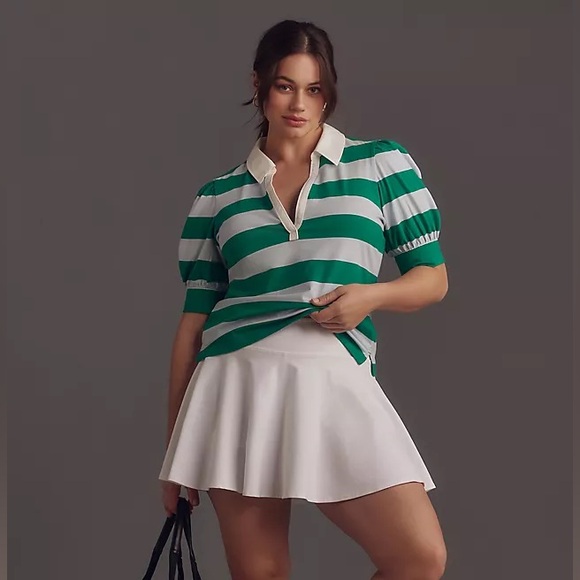 Anthropologie Green and White Striped Women's Top - Picture 3 of 3